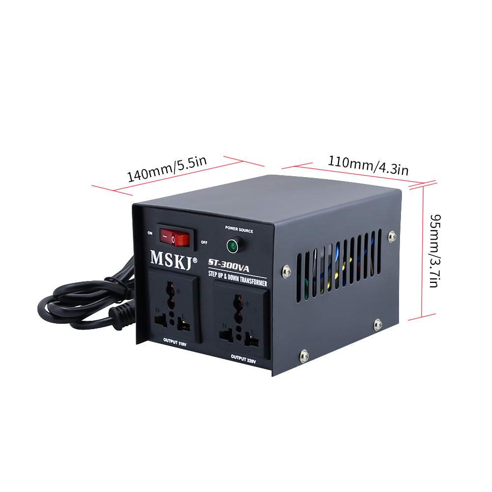 Step down transformer 300W showing input and output sockets
