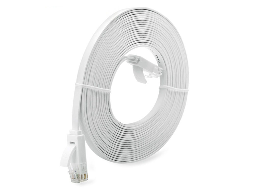Flat Cat 6A Ethernet cable under laminate flooring setup