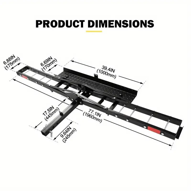 Removable steel loading ramp on motorbike carrier dirt bike rack