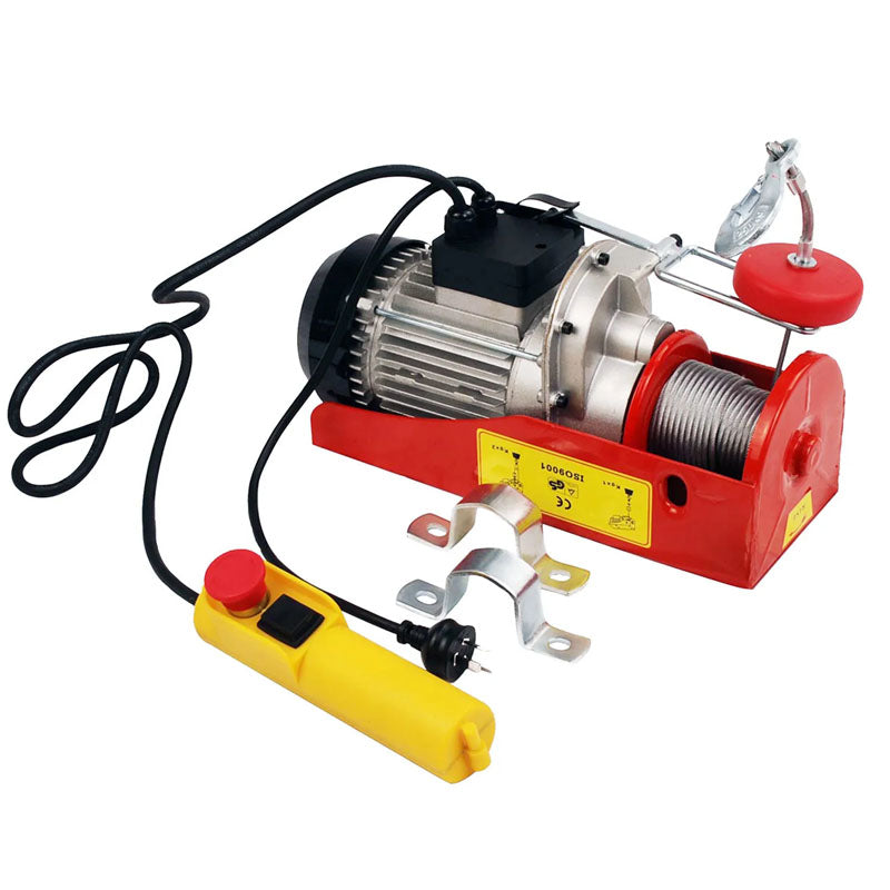 View of electric hoist winch fittings included in the set