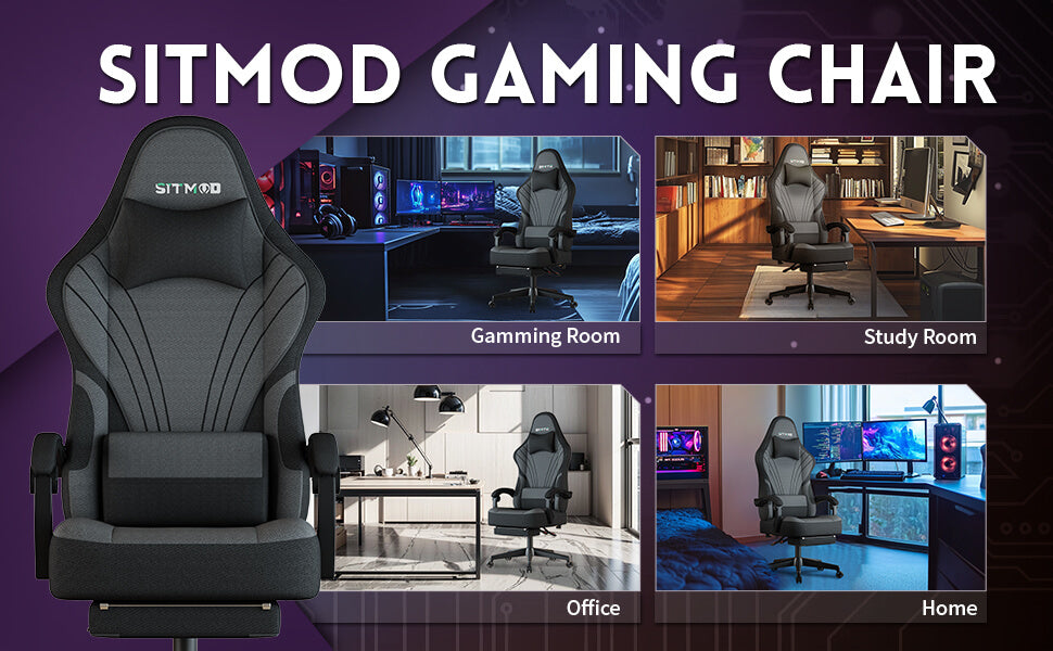 Gaming chair ergonomic with padded armrests and steel frame