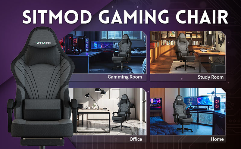 Gaming Chair with Headrest and Lumbar Support