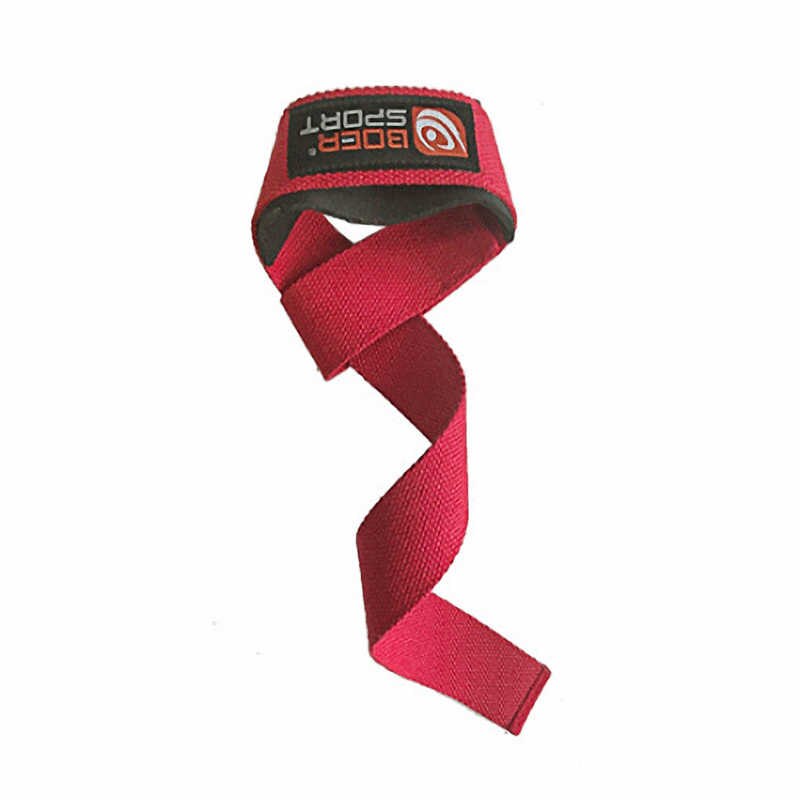 Weight lifting straps Red showing breathable padded section