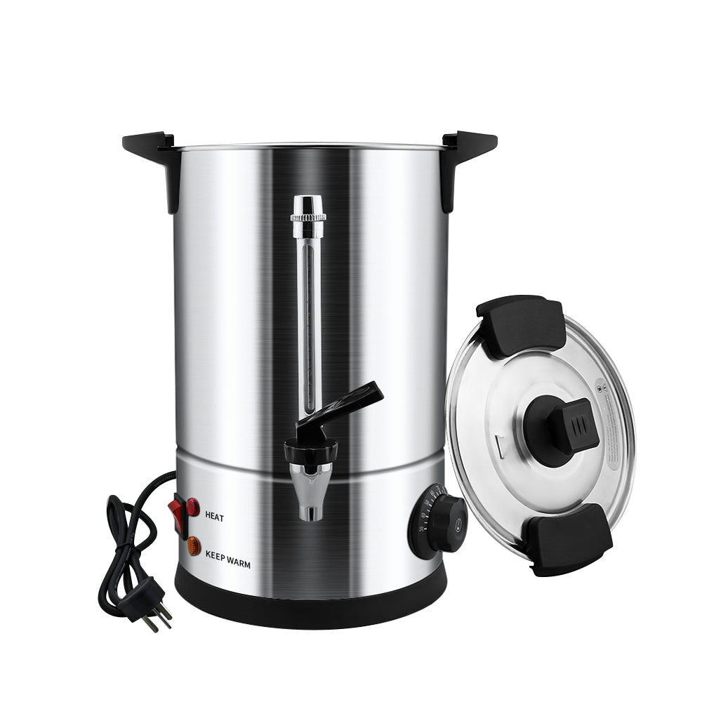 Top view of stainless steel lid on 15L hot water urn