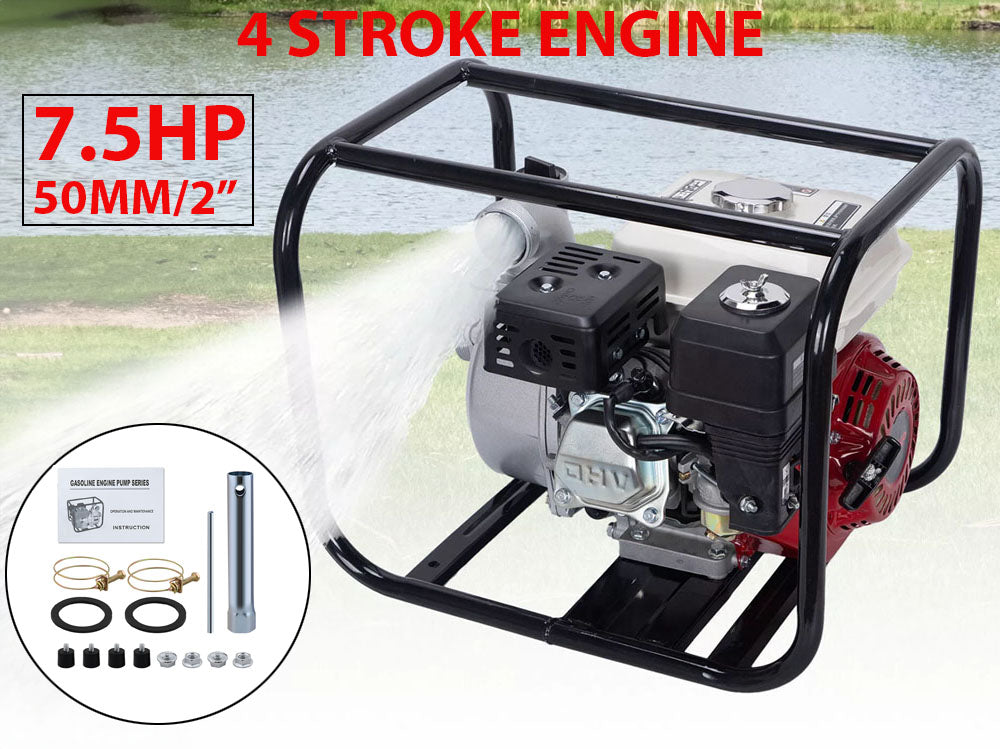 Petrol water pump 75HP showing anti-skid feet for stability