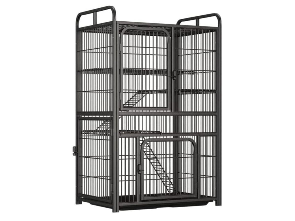 Black cat enclosure cage suitable for indoor and outdoor use