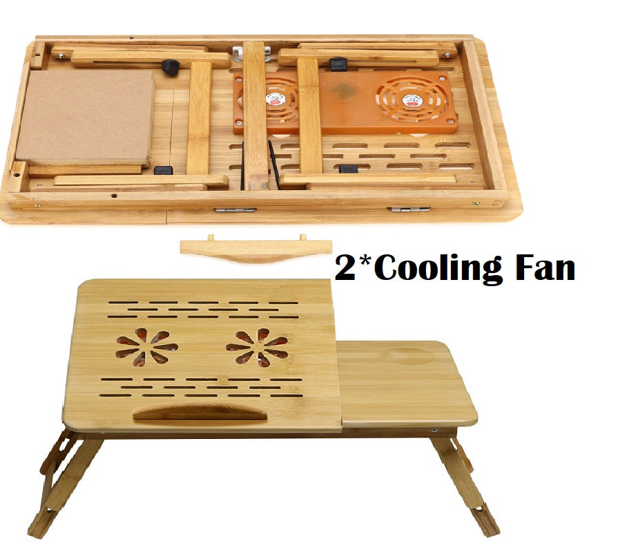 Back of laptop stand showing desk stopper storage location