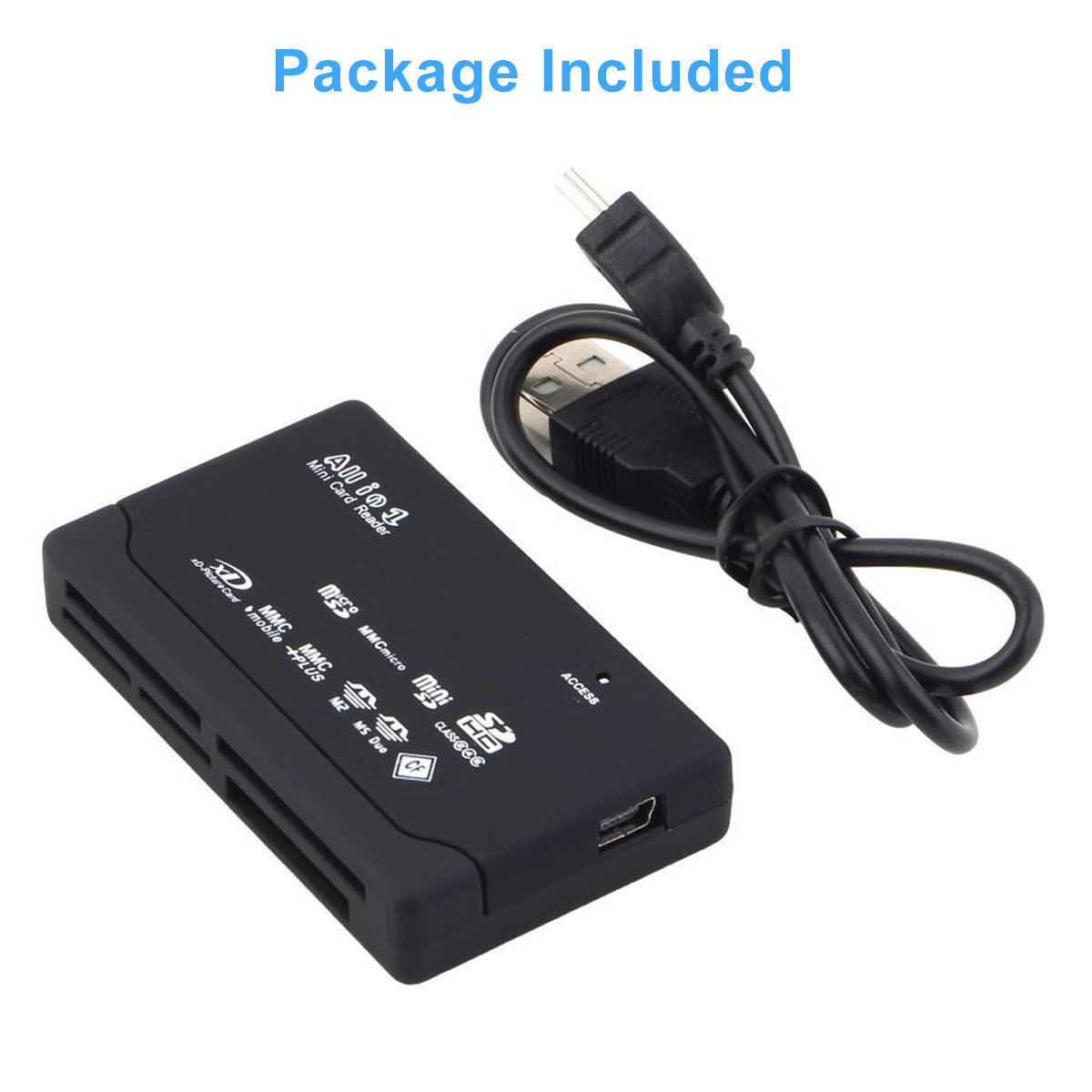 Top view of black SD card reader showing all six slots