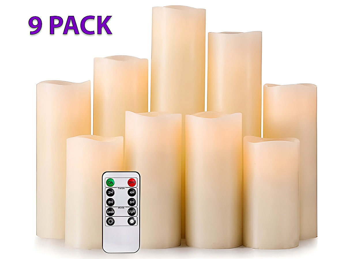 Different sizes of LED flickering candle flame flameless group