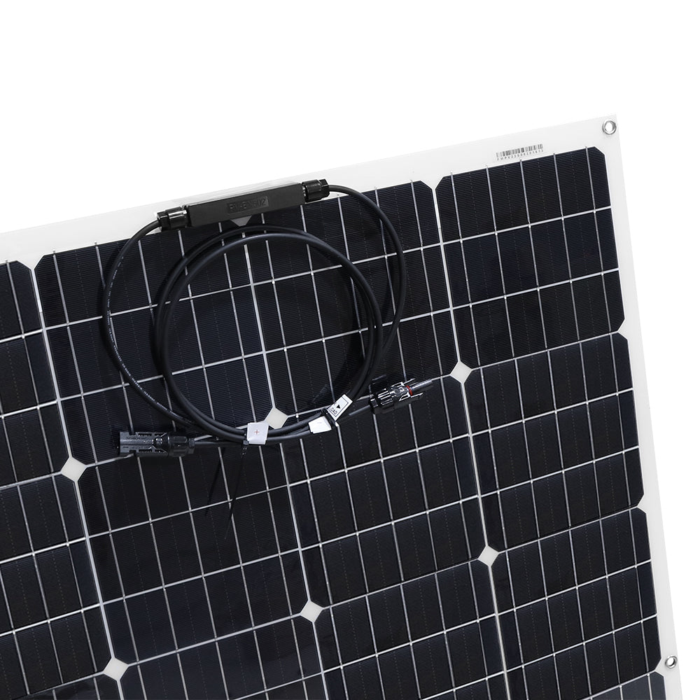 120W solar panel charger showing wiring and connection points