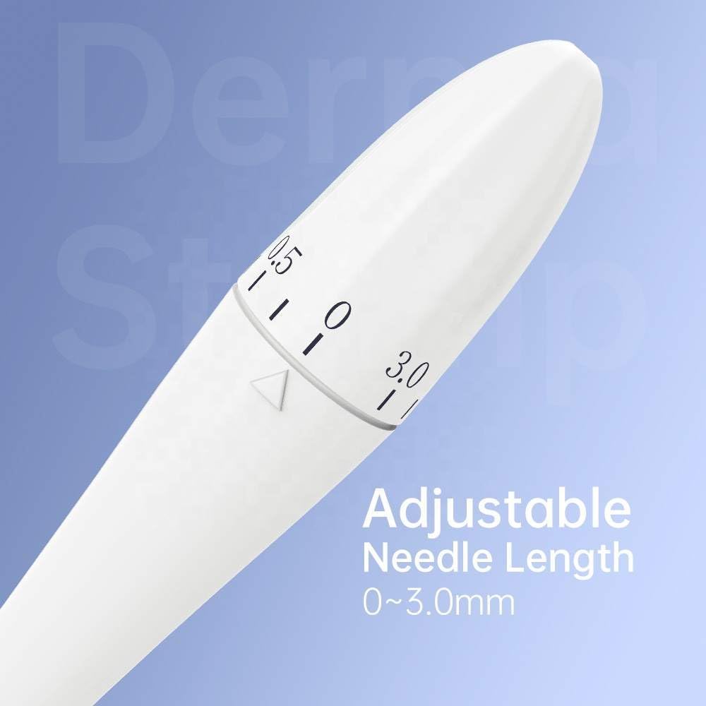 Derma Stamp positioned for scalp treatment use