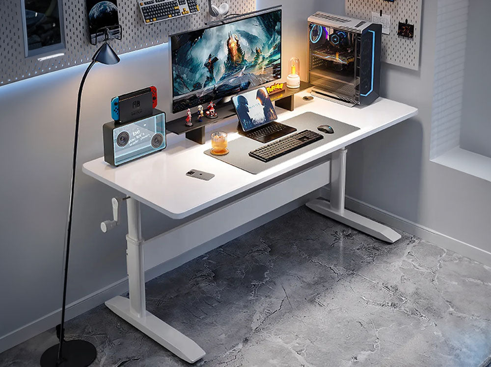 Close up of rounded corners on desk table