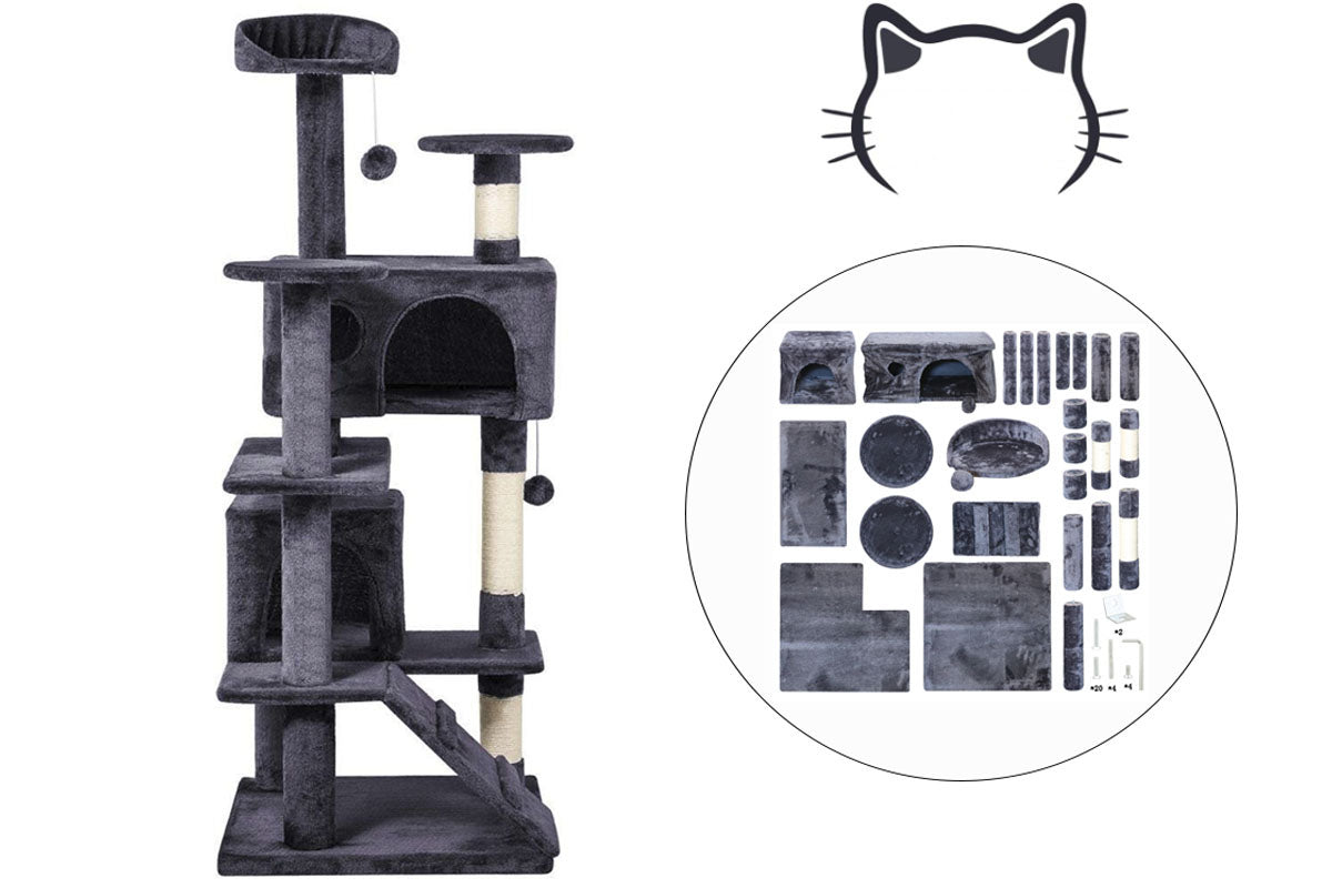 Cat tree showing overall height and multilevel design