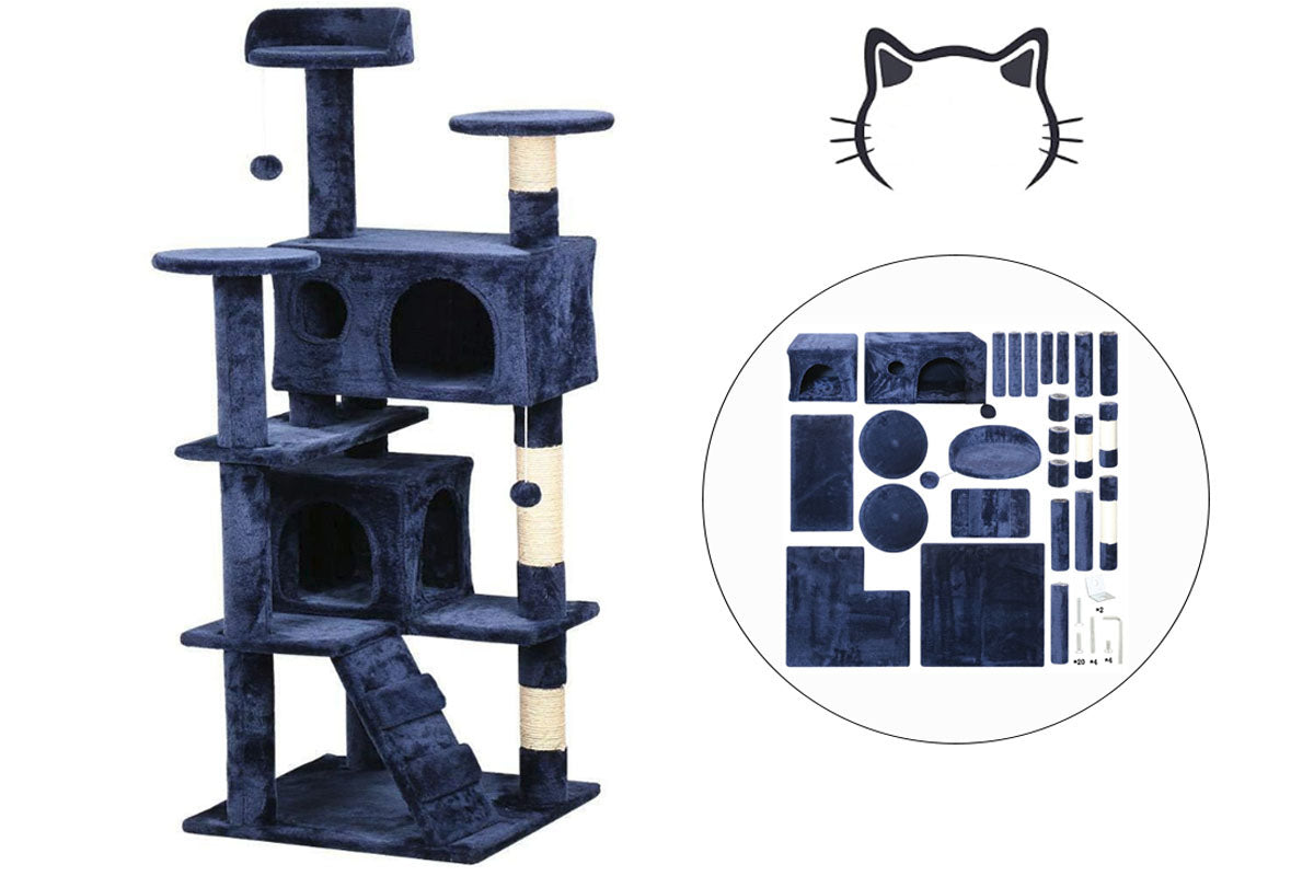 Cat tree condo with windows for cats to hide and nap