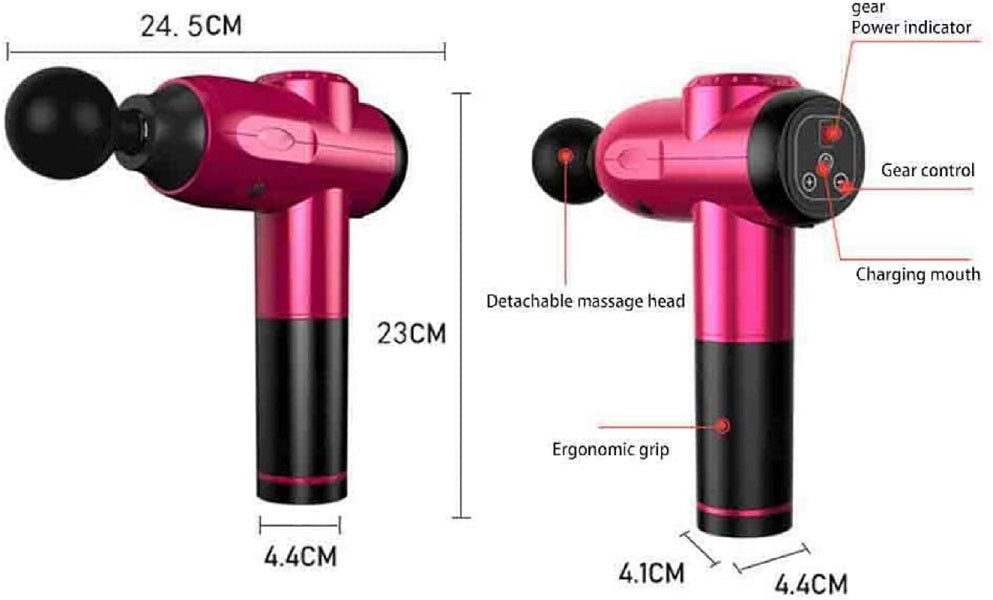 Deep tissue massager used on shoulder muscle demonstrating muscle relief