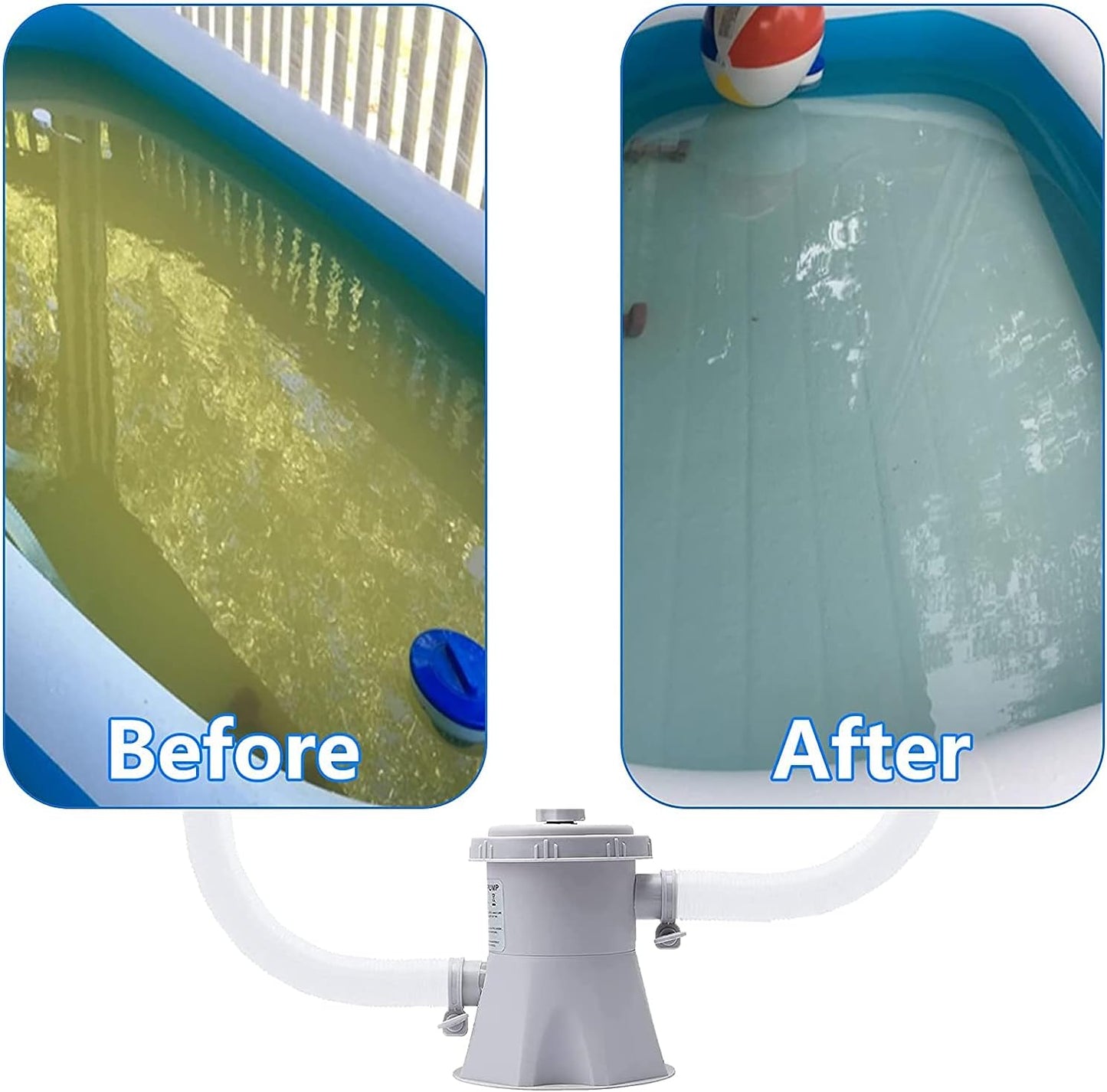 Swimming pool filter pump highlighting compact design and size