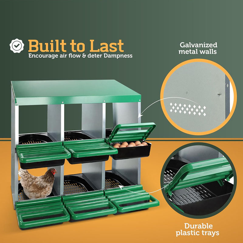 Nesting box chicken hen highlighting rust resistant galvanised metal