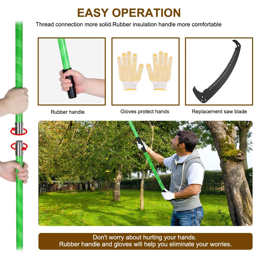 Canvas storage bag holding pole pruning saw and accessories