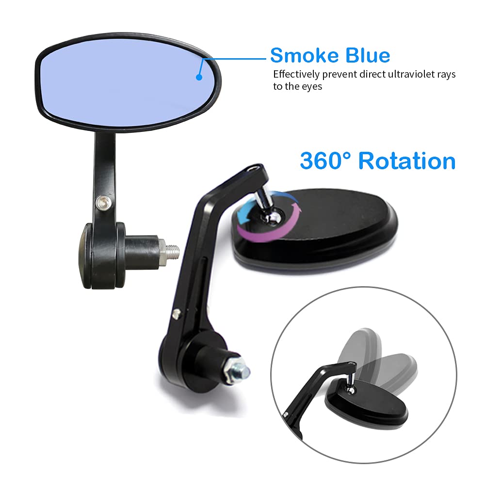 Universal bar end mirror installed on cruiser motorcycle handlebar