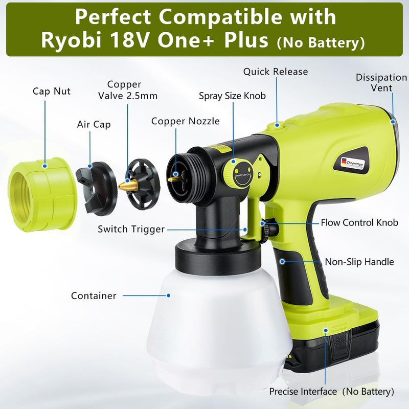 Cordless Paint Spray Gun for Ryobi Battery