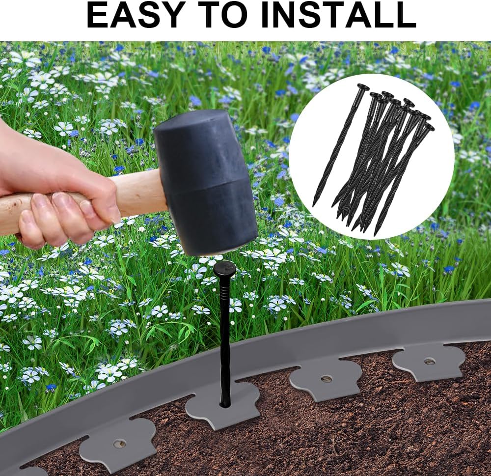 Black garden lawn edging outlining a garden path in NZ