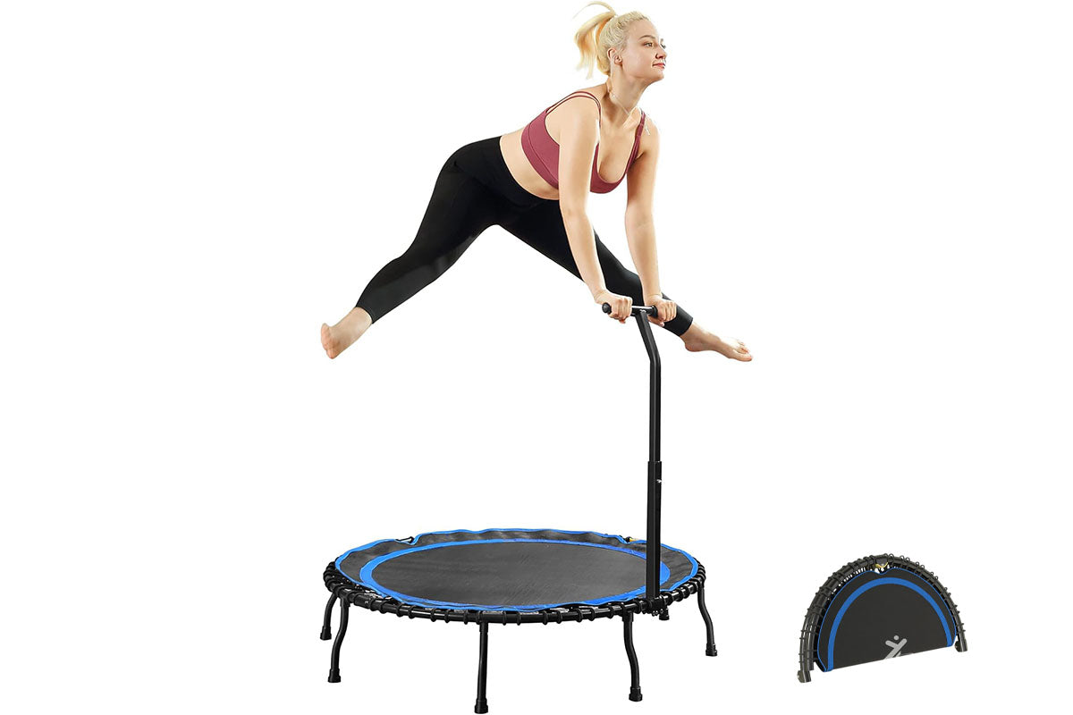 Trampoline rebounder supporting weight for fitness workout