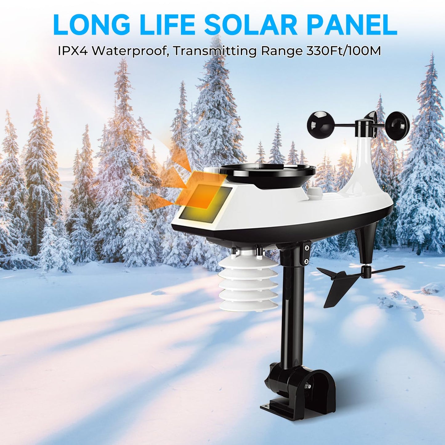 Wireless weather station setup with installation accessories included