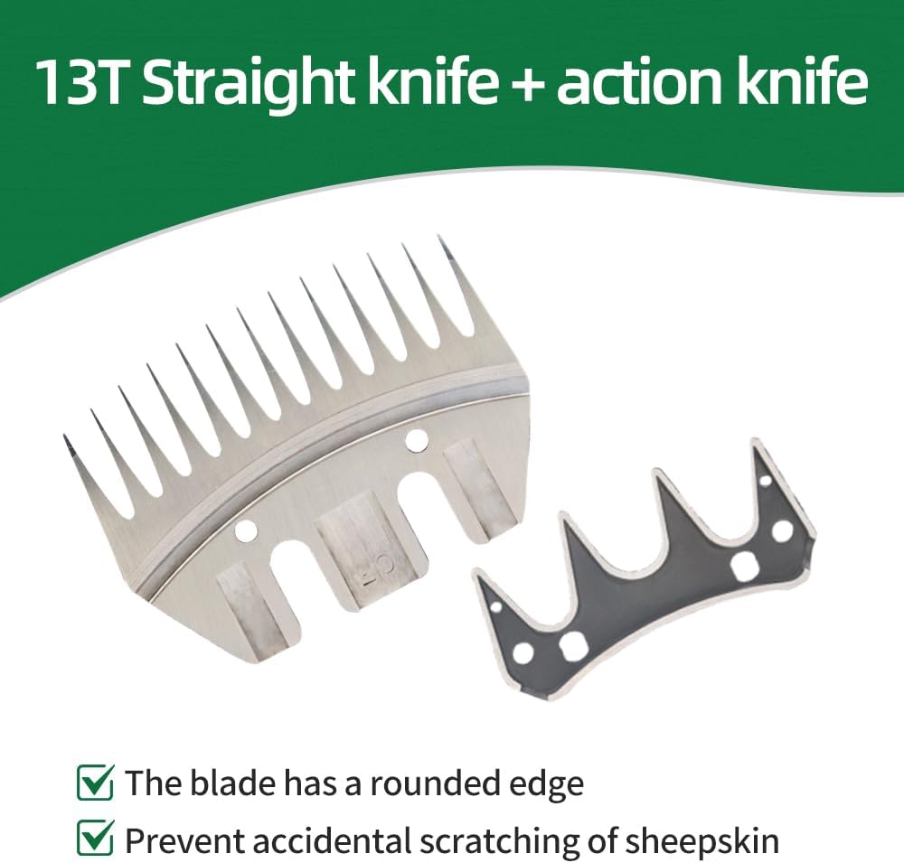 Side view of electric sheep clipper blade with straight teeth