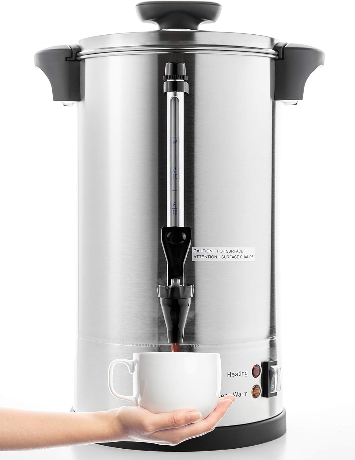 Top view of Hot Water Urn 25L showing wide opening