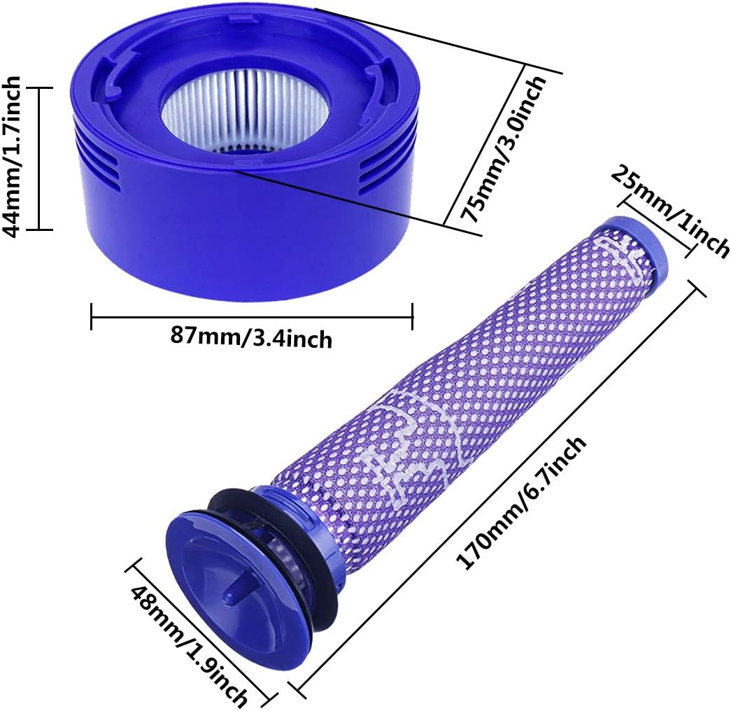 Dyson vacuum filter set showing compact size and shape