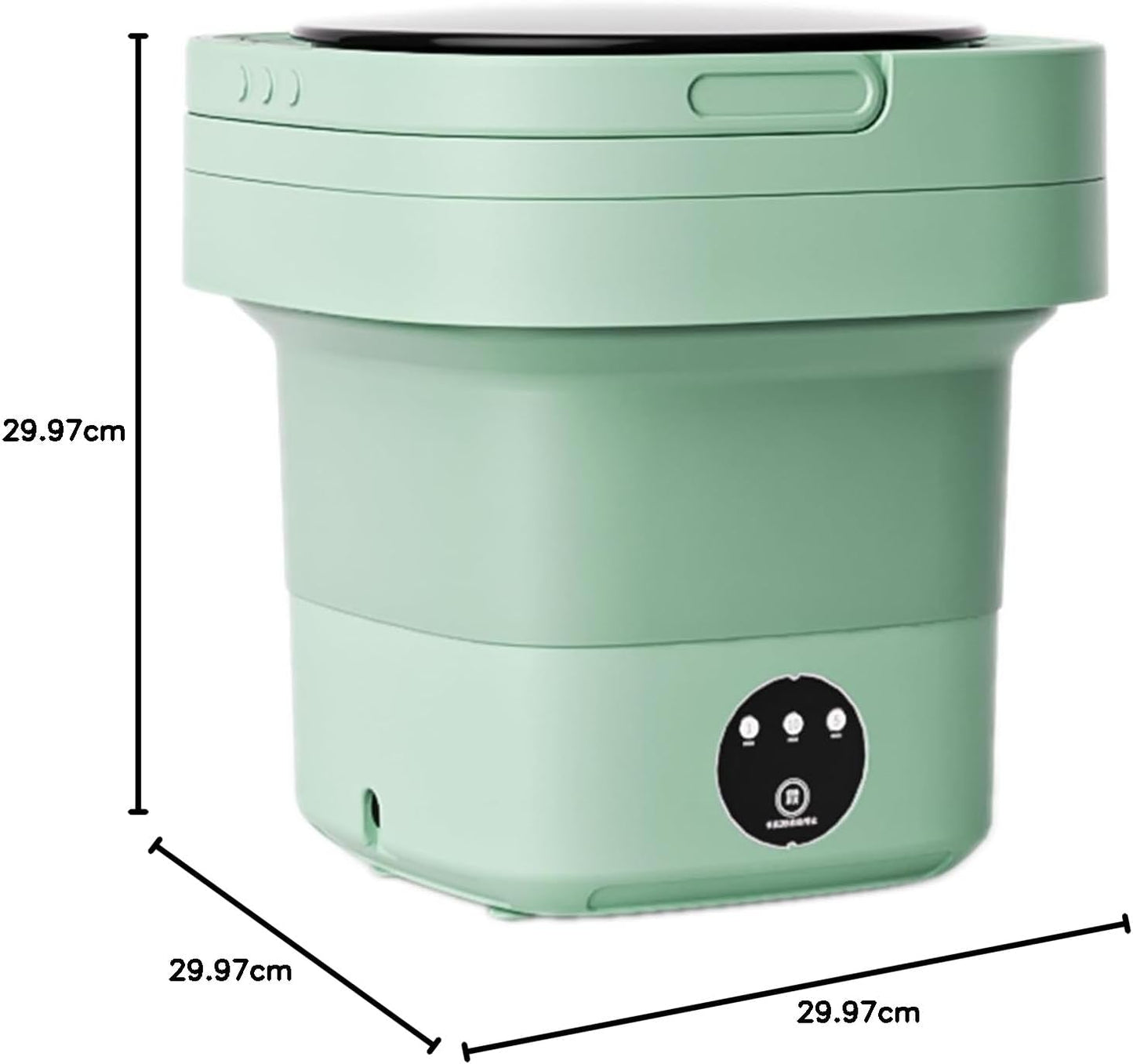 Side profile of foldable 8L mini washing machine in plastic