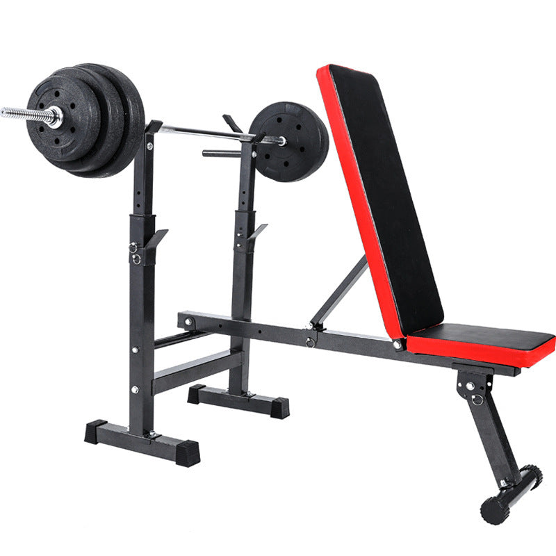 Adjustable weight bench with weight holder height set between 80 and 105cm