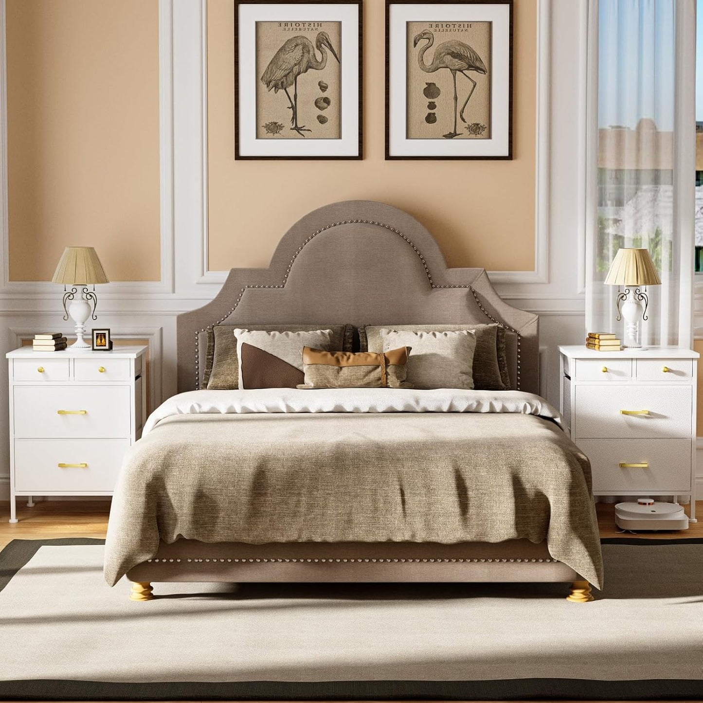 Back view of storage cabinet tall boy showing spine design for stability