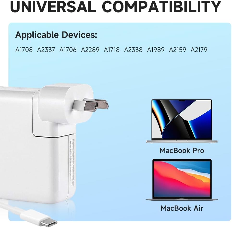 Macbook charger 61W connected to iPhone via USB-C cable