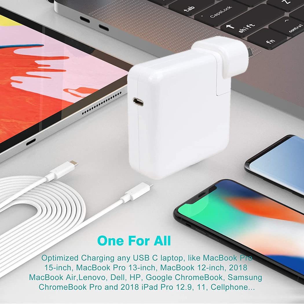 Replacement MacBook charger 87W USB C showing cable length