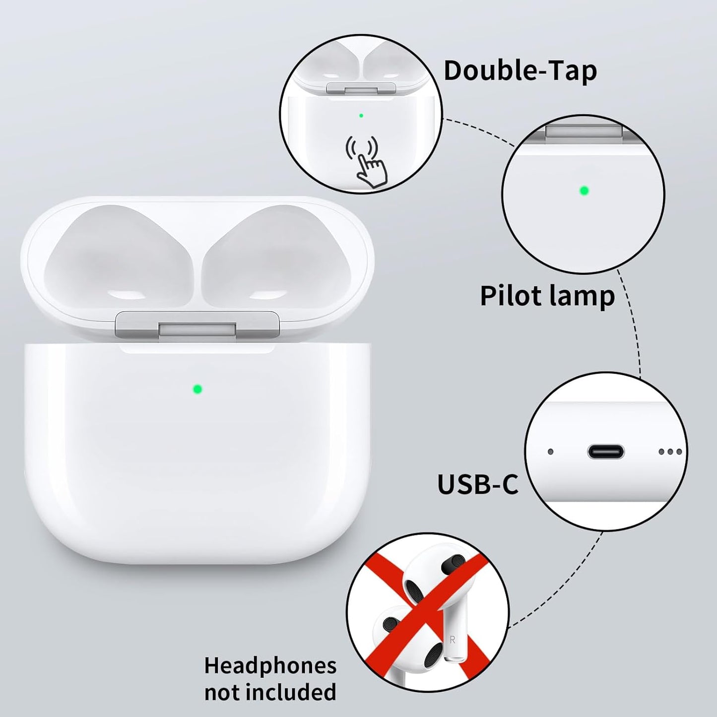 AirPods 4 charging case with lid open and earbuds removed