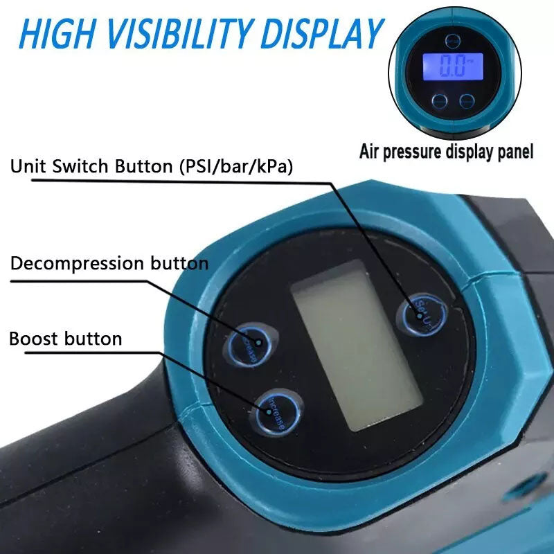 Cordless Car Tyre Inflator Pump Fits Makita 18V Battery