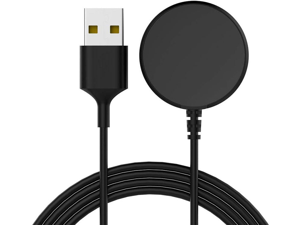 Samsung Galaxy Watch charger with watch aligned for wireless charging