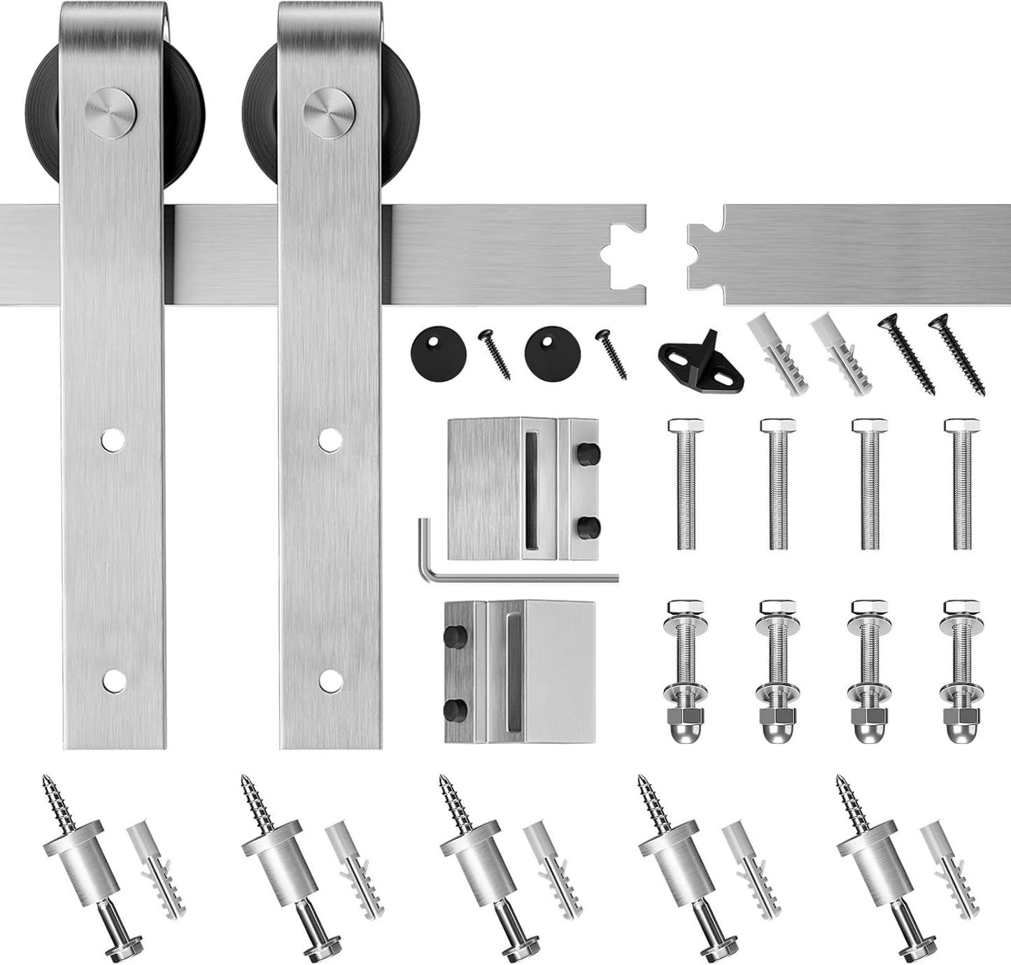 Barn door hardware 2m stainless steel rail connector close up