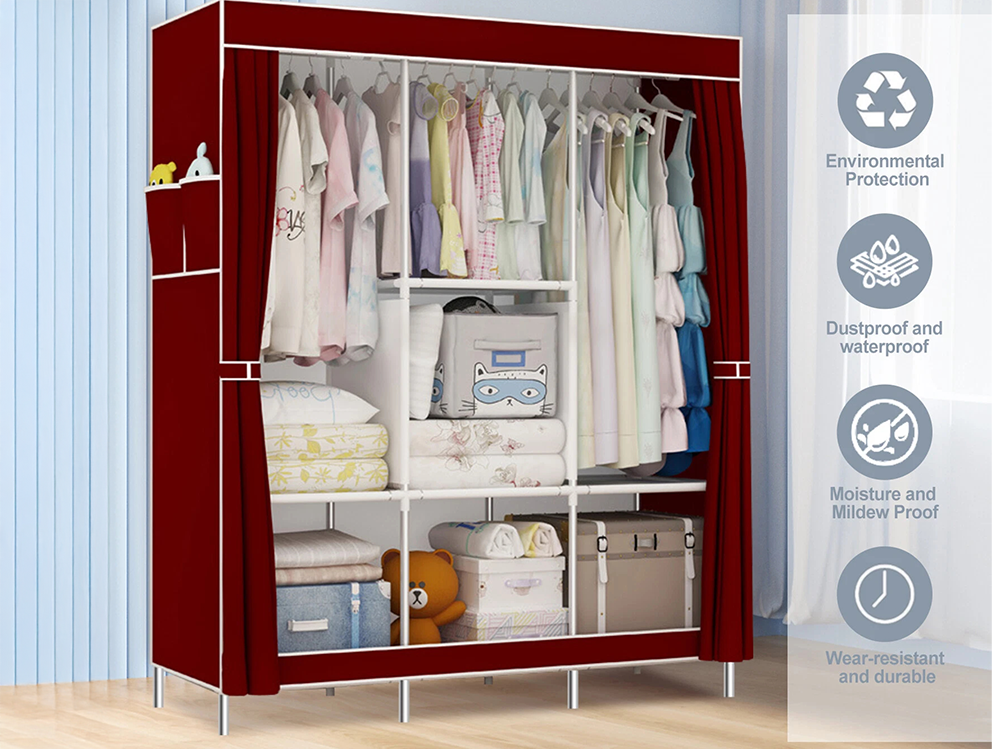 Wardrobe organiser holding clothes and accessories neatly