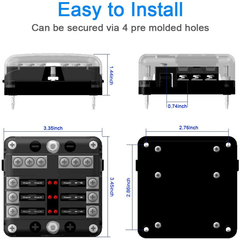 6 Circuit Negative Bus Blade Fuse Block