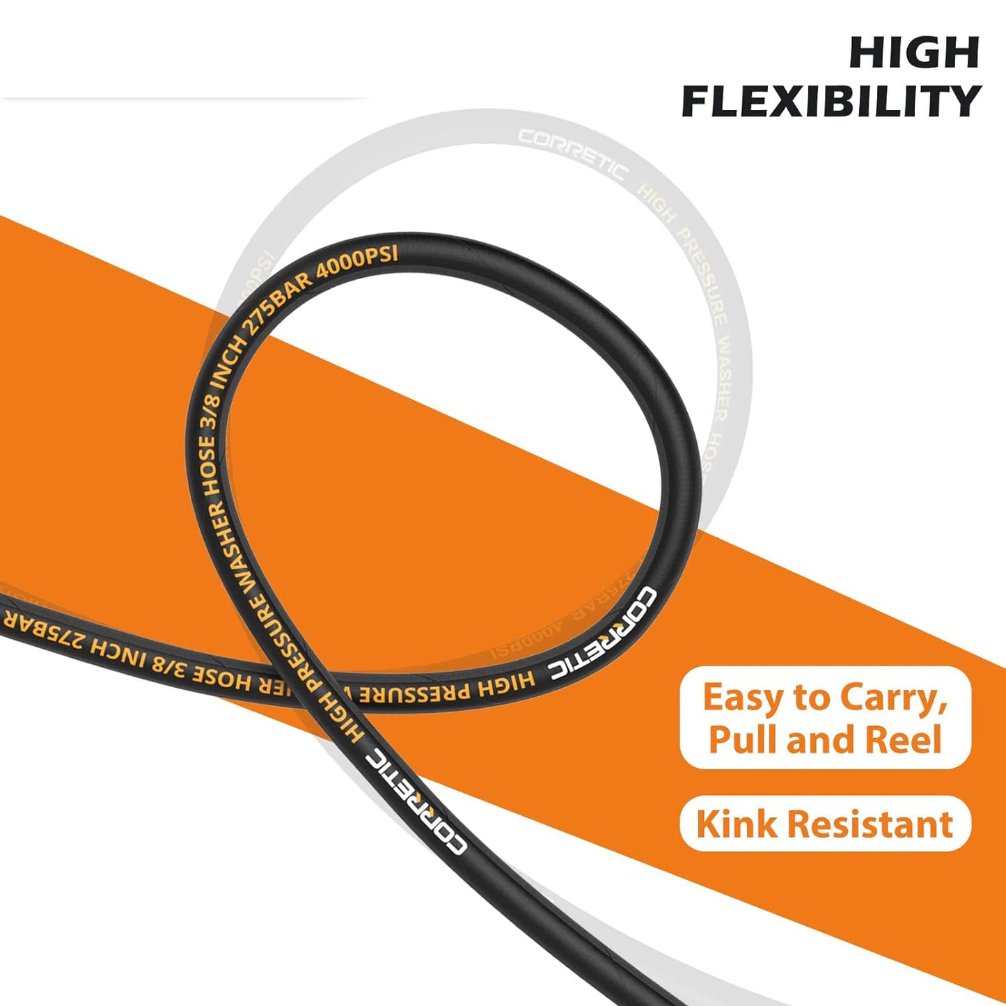 High pressure hose 20M connector end close up