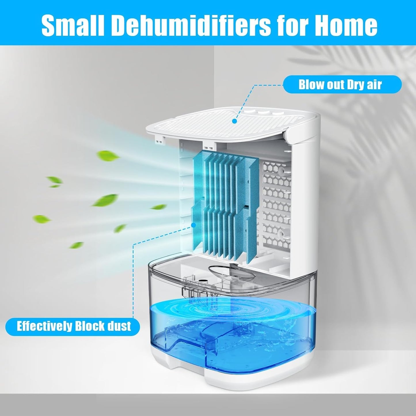 Mini dehumidifier portable next to laundry area to reduce dampness