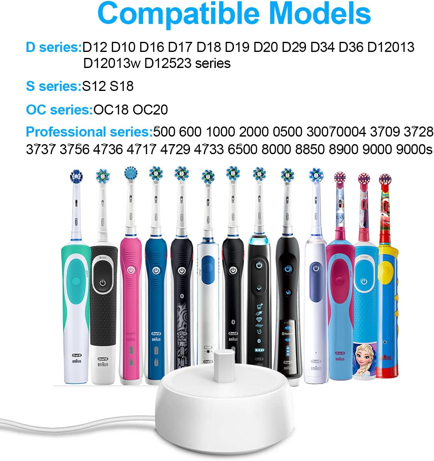 Top view of waterproof electric toothbrush charger for Braun Oral B
