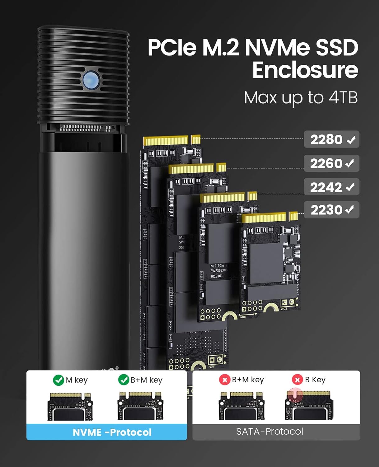 Back view of M2 NVMe SSD enclosure showing ventilation