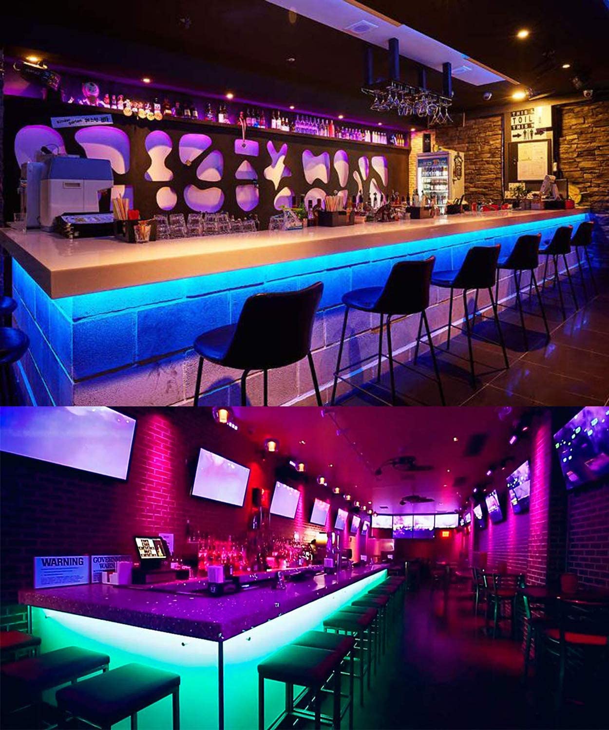 LED strip light syncing with music mode in a party scene