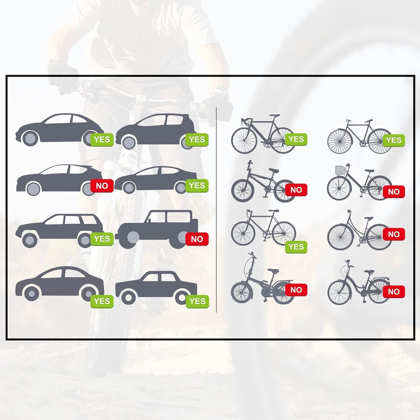 Bike rack carrier bicycle support demonstrating fit on SUV rear boot
