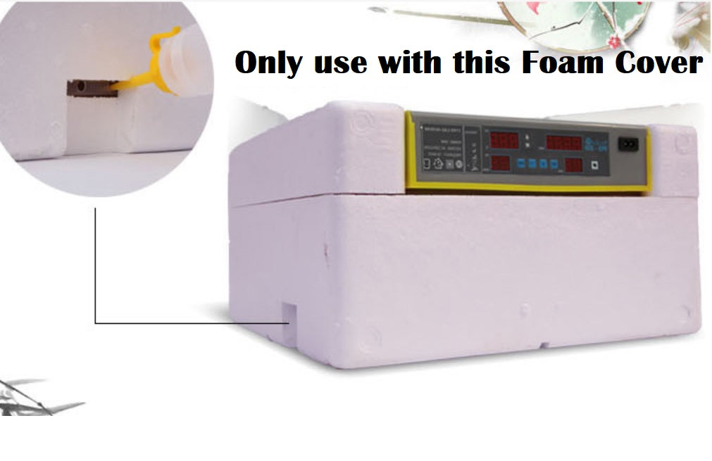 Power connection and voltage label on 56 egg incubator