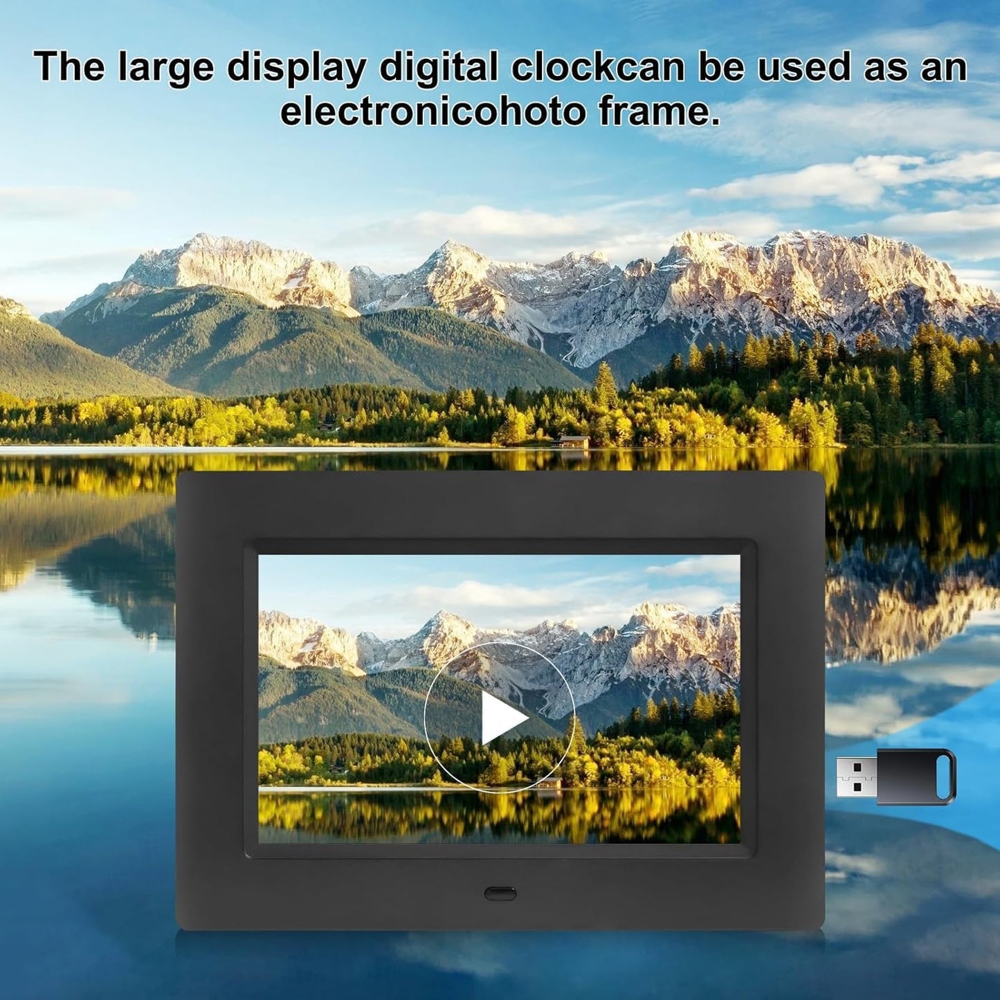 Alarm Clock Large LED Clock on desktop with stand attached