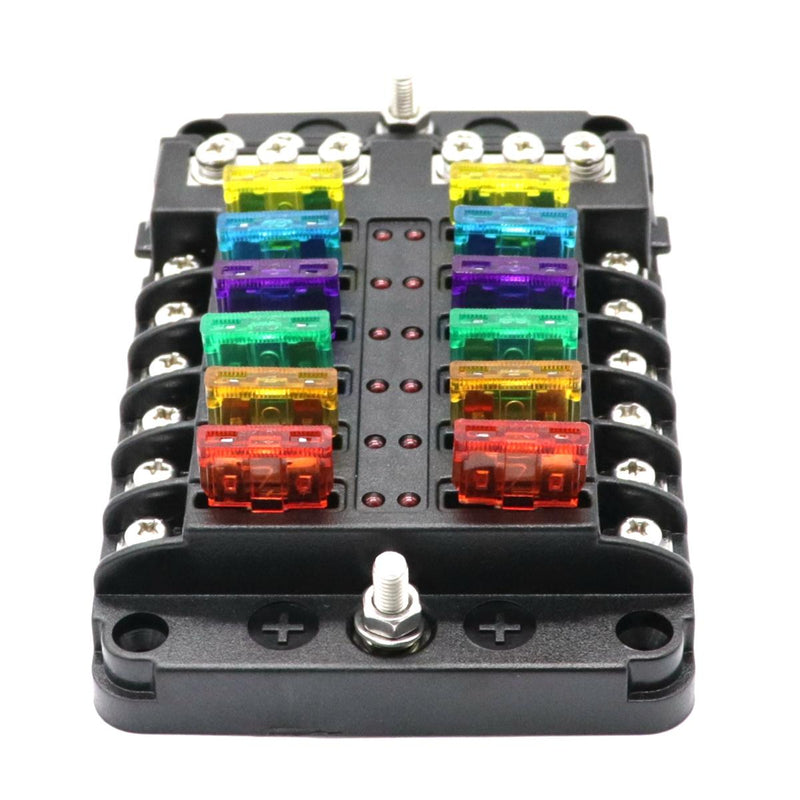 12 Circuit Negative Bus Blade Fuse Block